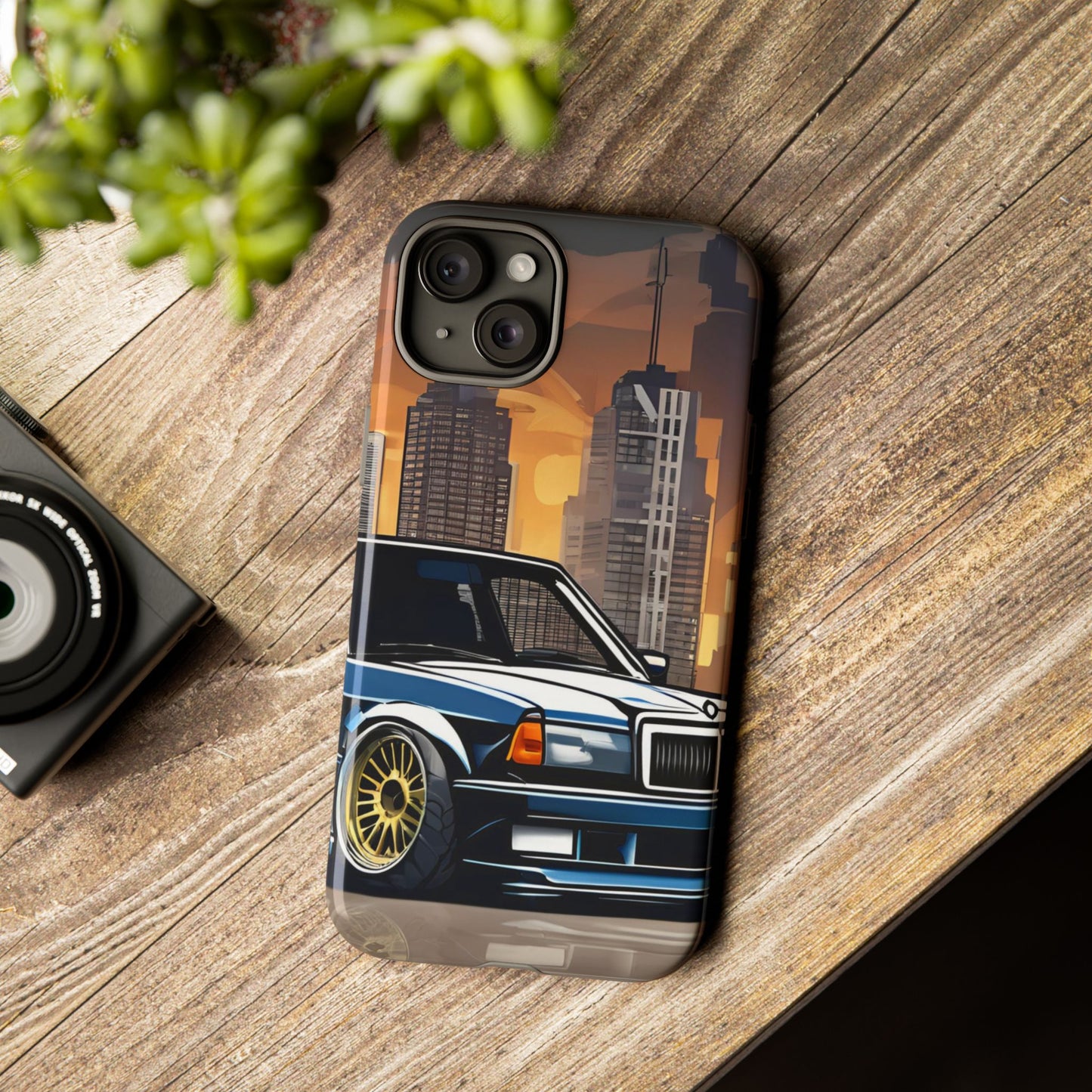 Mercedes Benz 190e Evo-Dual Layer Ultra Tough Phone Case iPhone 15 Plus Glossy Printify by The Night Shift Automotive Apparel