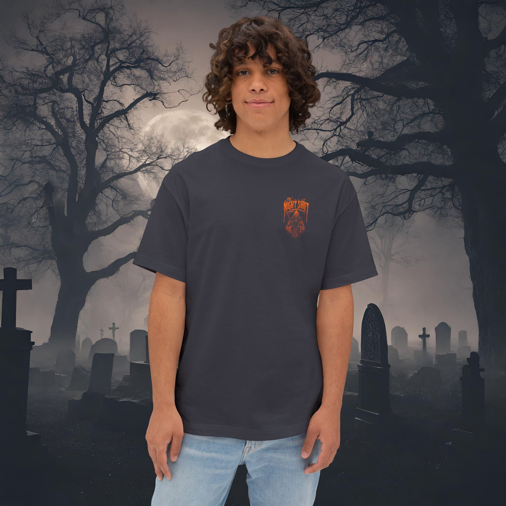 Grim Reaper-Premium, Ultra Soft Unisex Oversized Boxy Tee Printify by The Night Shift Automotive Apparel