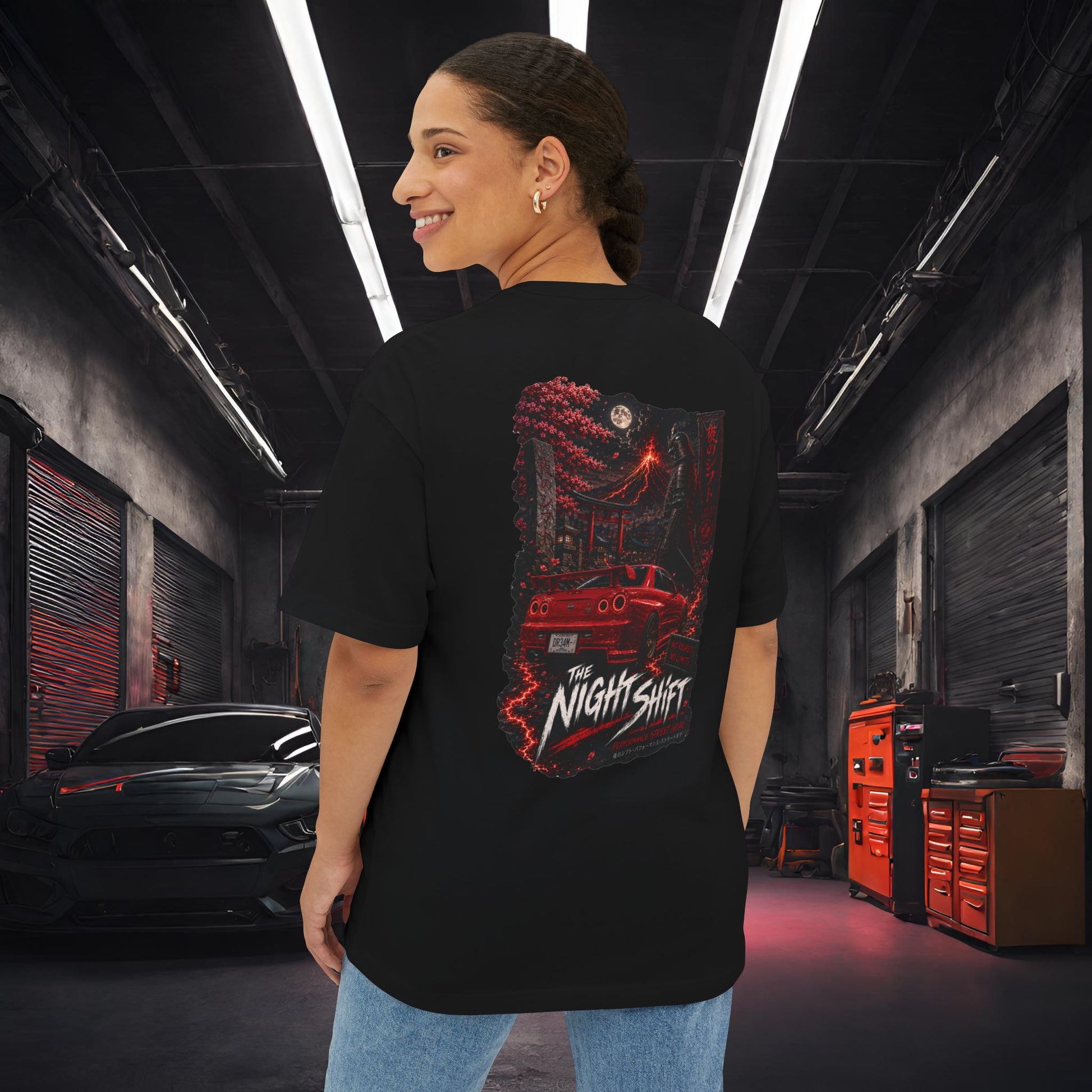 Nissan Skyline R34 Owners Custom-Premium, Ultra Soft Unisex Oversized Boxy Tee Printify by The Night Shift Automotive Apparel