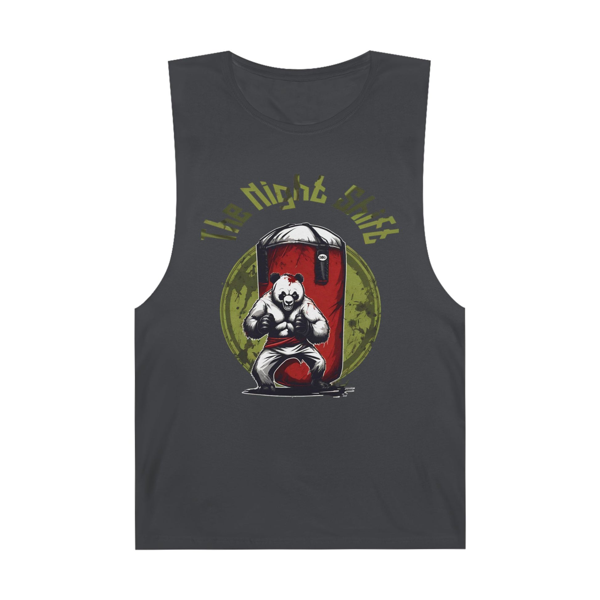 Karate Zombie Panda - Premium Unisex Barnard Tank Top Coal Printify by The Night Shift Automotive Apparel