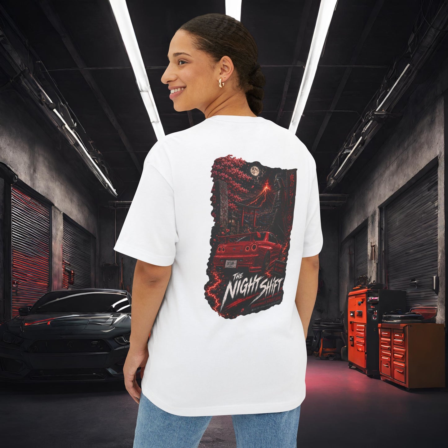 Nissan Skyline R34 Owners Custom-Premium, Ultra Soft Unisex Oversized Boxy Tee Printify by The Night Shift Automotive Apparel