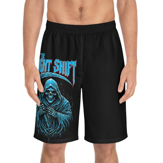 The Night Shift - Men's Relaxed Fit Board Shorts Seam thread color automatically matched to design Printify by The Night Shift Automotive Apparel