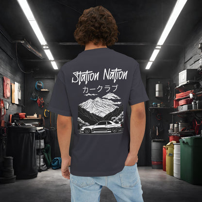 Station Nation-Premium, Ultra Soft Unisex Oversized Boxy Tee Printify by The Night Shift Automotive Apparel