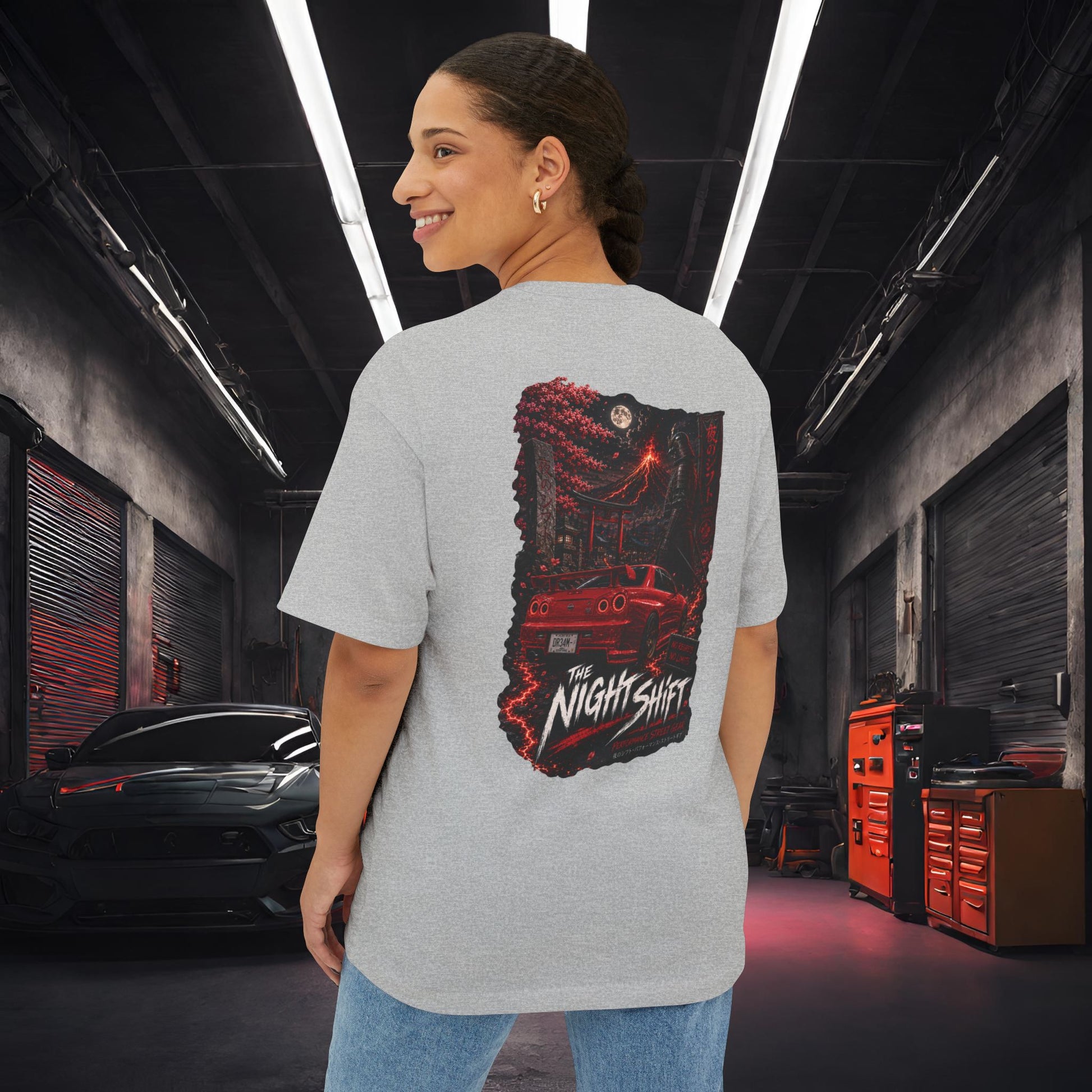 Nissan Skyline R34 Owners Custom-Premium, Ultra Soft Unisex Oversized Boxy Tee Printify by The Night Shift Automotive Apparel