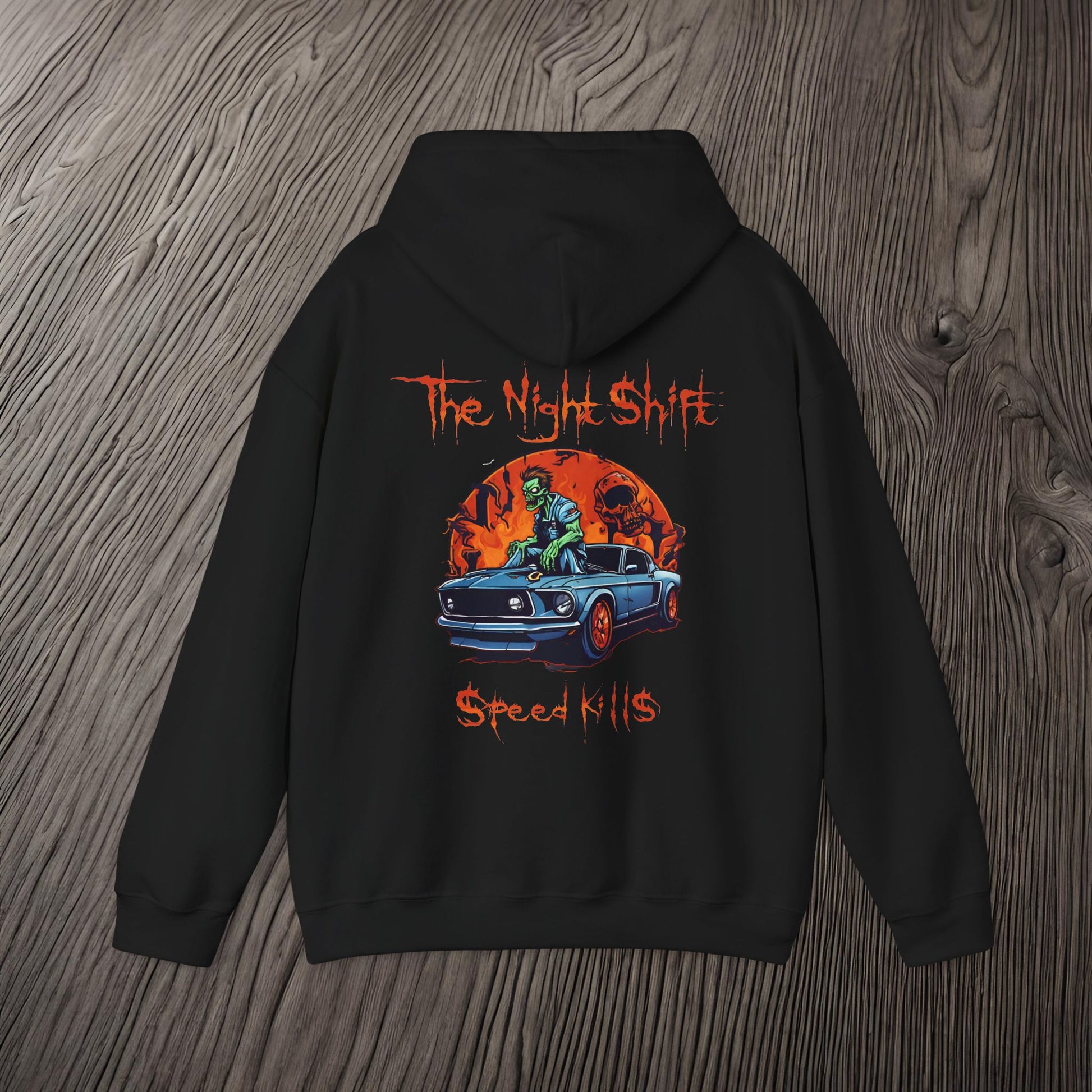 Speed Kills Zombie Mustang-Ultra Soft, Premium Hoodie Printify by The Night Shift Automotive Apparel