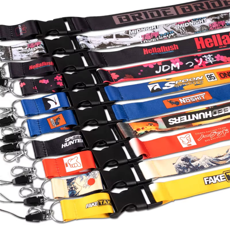 NEW JDM Style Lanyard Keychain Work Card ID Cell Phone Key Hanging Neck Lanyard NOS FAKE TAXI Keyring Motorcycl Auto Accessories The Night Shift Performance Street Gear by The Night Shift Automotive Apparel