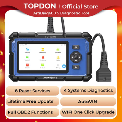 TOPDON Artidiag600S OBD2 Scanner Automotive Diagnostic Tool Code Reader-Oil/Bms/Abs/Sas/Epb/Dpf/Tpms/Throttle & More Topdon by The Night Shift Automotive Apparel