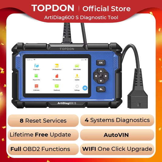 TOPDON Artidiag600S OBD2 Scanner Automotive Diagnostic Tool Code Reader-Oil/Bms/Abs/Sas/Epb/Dpf/Tpms/Throttle & More Topdon by The Night Shift Automotive Apparel