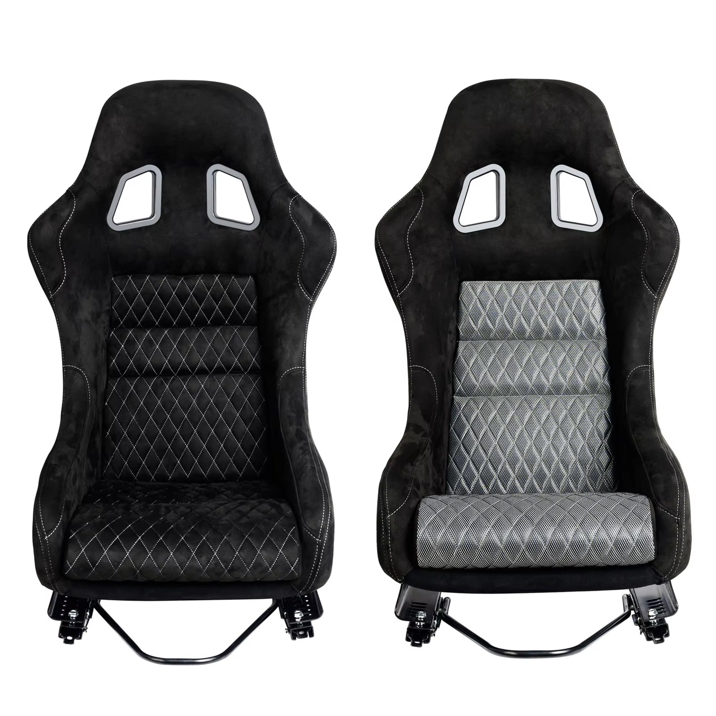Large Universal Fiber Glass Racing Bucket Seat Silver And Black The Night Shift Performance Street Gear by The Night Shift Automotive Apparel