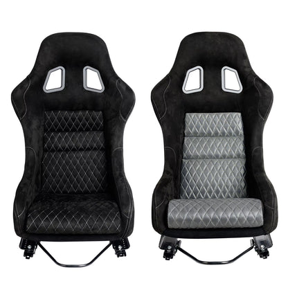 Large Universal Fiber Glass Racing Bucket Seat Silver And Black The Night Shift Performance Street Gear by The Night Shift Automotive Apparel