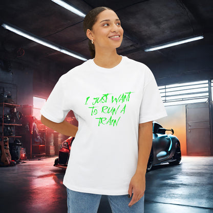 I Just Want To Run A Train-Premium, Ultra SoftUnisex Oversized Boxy Tee Printify by The Night Shift Automotive Apparel