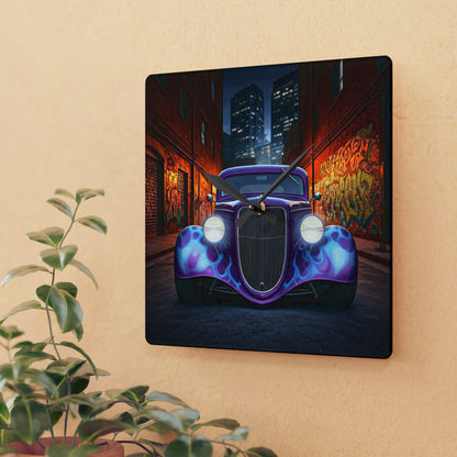 1930's Ford 3 Window Turtleback Coupe Street Life-Acrylic Wall Clock