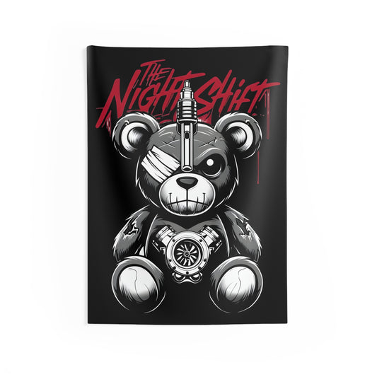 Tattered Teddy Indoor Wall Tapestries - Shop Banner 26" × 36" Printify by The Night Shift Automotive Apparel