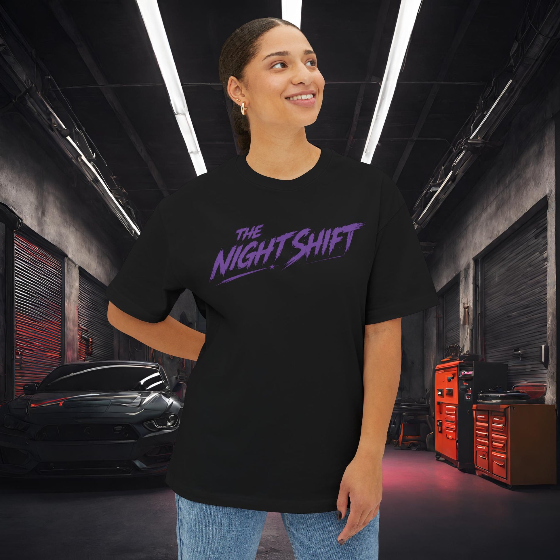Nissan 240sx S13 Lawless Tendencies-Premium, Ultra Soft Unisex Oversized Boxy Tee Printify by The Night Shift Automotive Apparel