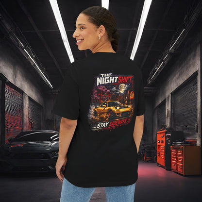 Mazda RX-7 FD Stay Sideways-Premium, Ultra Soft Unisex Oversized Boxy Tee Printify by The Night Shift Automotive Apparel