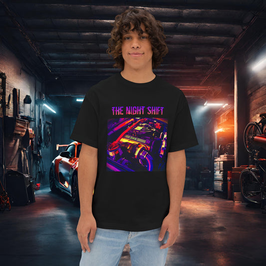 M20B30 Synthwave-Premium, Ultra Soft Unisex Oversized Boxy Tee Black Printify by The Night Shift Automotive Apparel