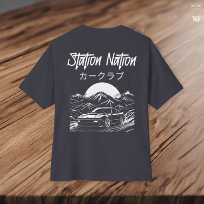 Station Nation-Premium, Ultra Soft Unisex Oversized Boxy Tee Printify by The Night Shift Automotive Apparel