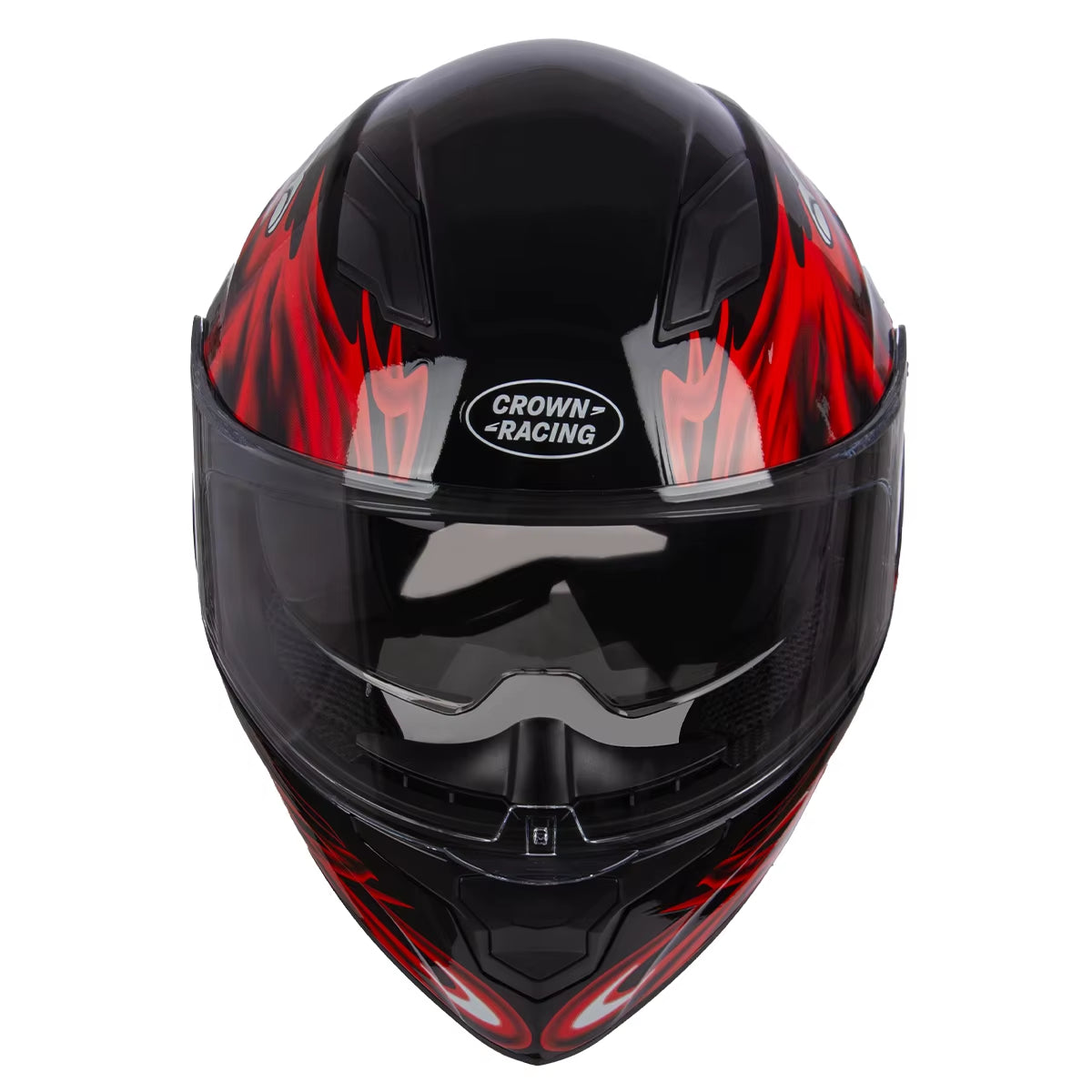 Crown Racing Full Face Motorcycle Helmet With Built in Sun Visor and Clear Outer Visor The Night Shift Performance Street Gear by The Night Shift Automotive Apparel