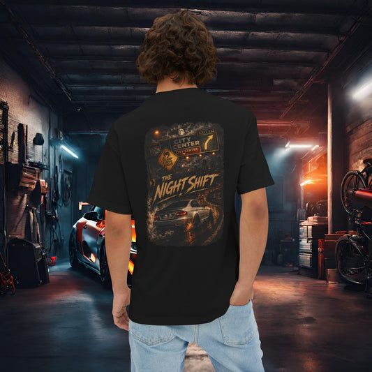 BMW M3 E90 Street Drift-Premium, Ultra Soft Unisex Oversized Boxy Tee Black Printify by The Night Shift Automotive Apparel