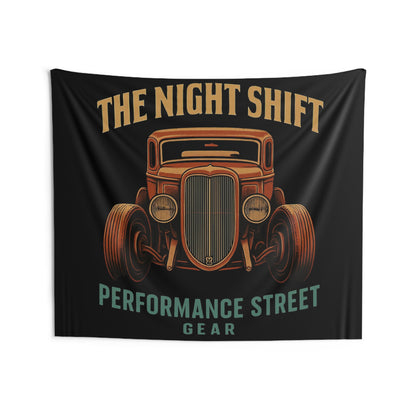 The Night Shift Indoor Wall Tapestries - Shop Banner 80" × 68" Printify by The Night Shift Automotive Apparel