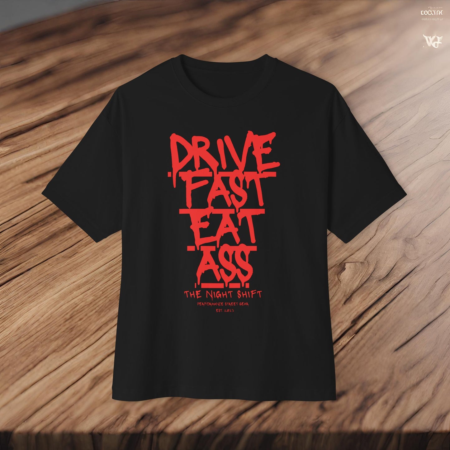 Drive Fast, Eat Ass-Premium, Ultra Soft Unisex Oversized Boxy Tee Printify by The Night Shift Automotive Apparel