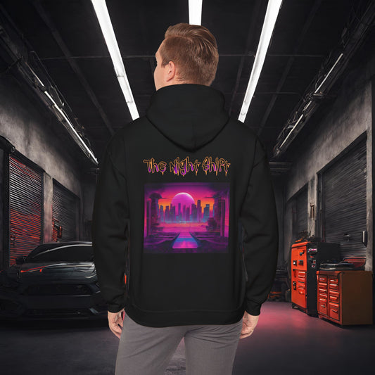 Moonlight City Synthwave-Ultra Soft, Premium Hoodie Black Printify by The Night Shift Automotive Apparel