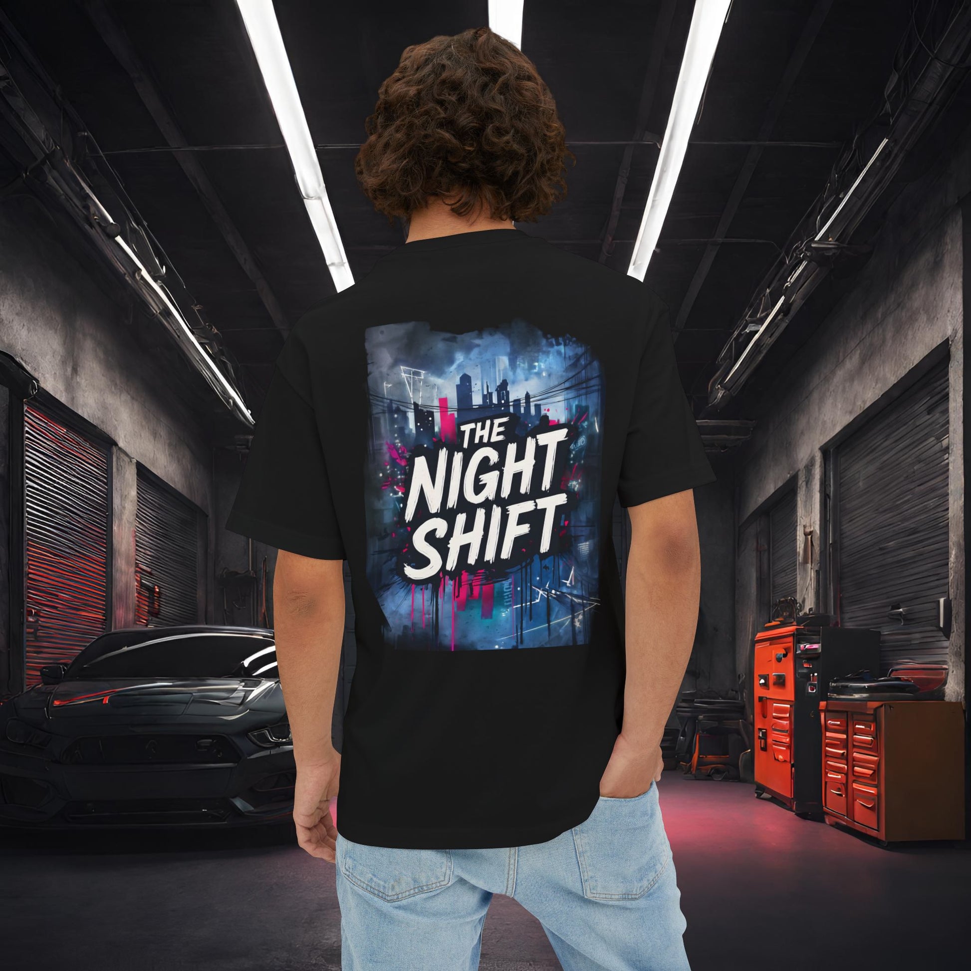 The Night Shift Essentials-Ultra Soft, Premium Unisex Oversized Boxy Tee Black Printify by The Night Shift Automotive Apparel