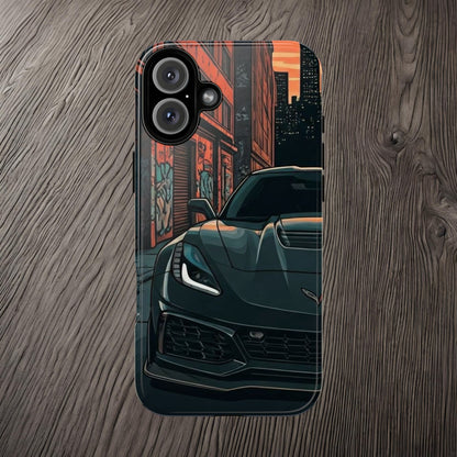 Chevy Corvette C7 Street Life-Dual Layer Ultra Tough Phone Case iPhone 16 Plus Glossy Printify by The Night Shift Automotive Apparel