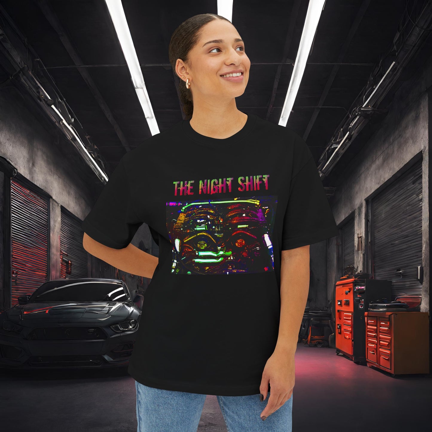 VG30DETT Synthwave-Premium, Ultra Soft Unisex Oversized Boxy Tee Printify by The Night Shift Automotive Apparel