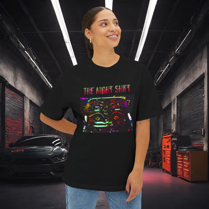 VG30DETT Synthwave-Premium, Ultra Soft Unisex Oversized Boxy Tee Printify by The Night Shift Automotive Apparel