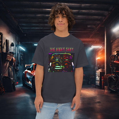 VG30DETT Synthwave-Premium, Ultra Soft Unisex Oversized Boxy Tee Dark Grey Printify by The Night Shift Automotive Apparel