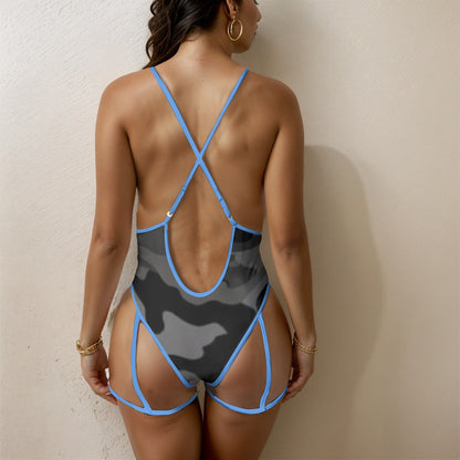 Black Camo-Women's Sexy Lace One Piece Bathing Suit (Blue Lace) Yoycol by The Night Shift Automotive Apparel
