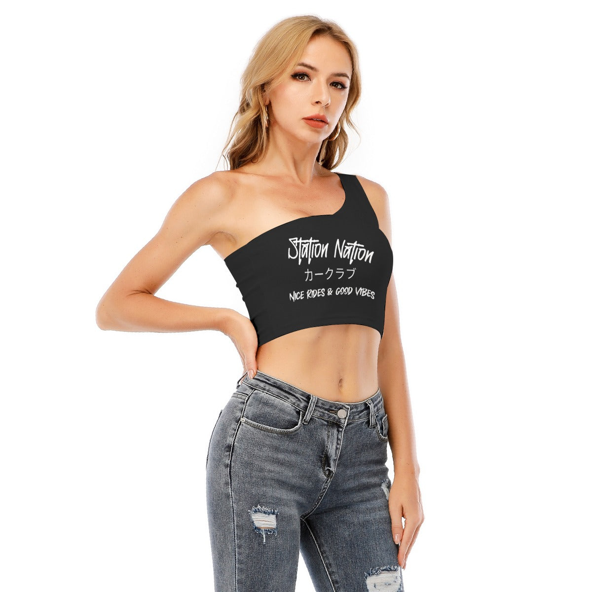 Station Nation - Women's One-Shoulder Cropped Top