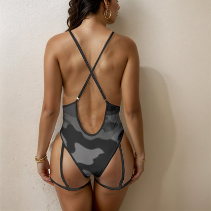 Black Camo-Women's Sexy Lace One Piece Bathing Suit (Black Lace) Yoycol by The Night Shift Automotive Apparel