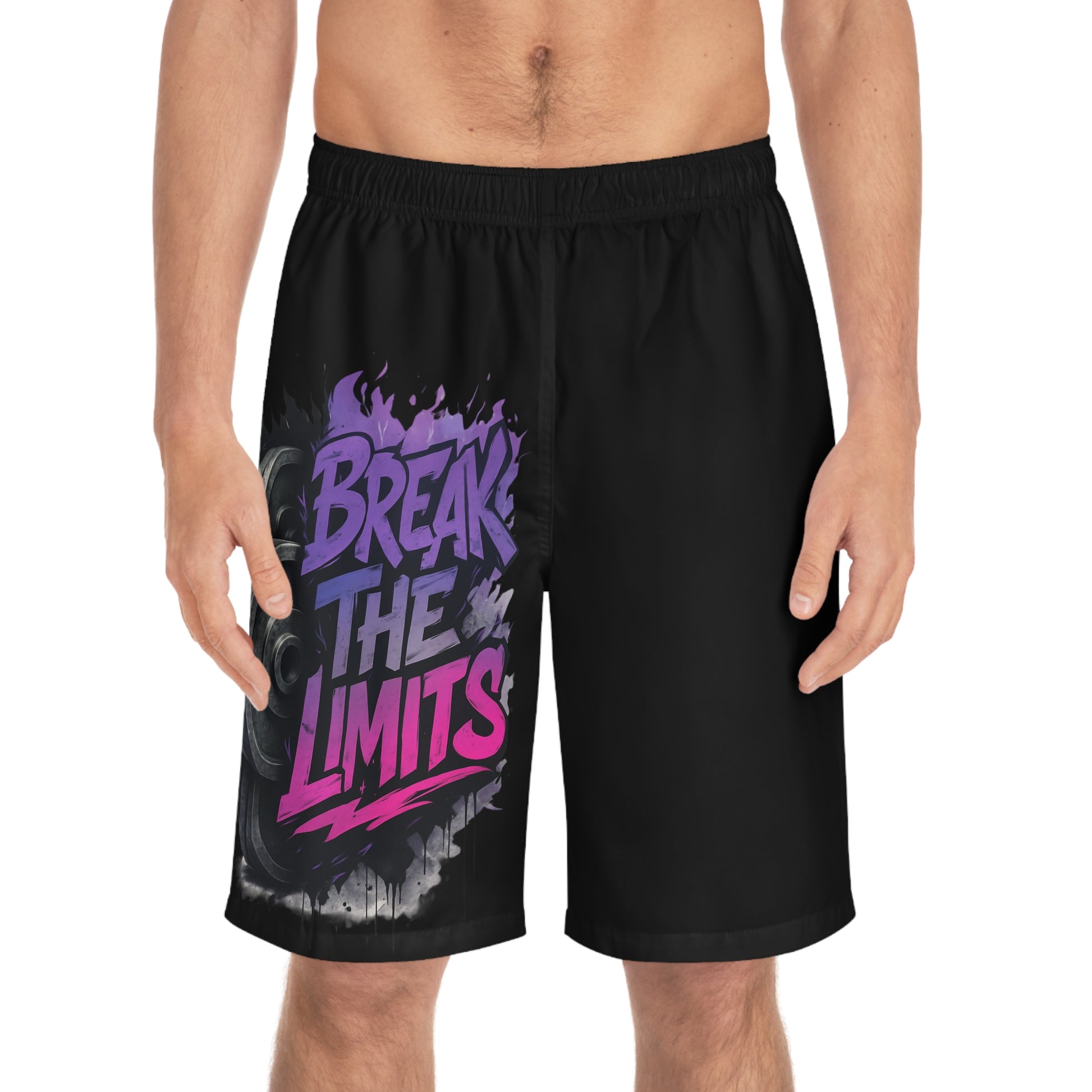 Break The Limits - Men's Relaxed Fit Board Shorts Seam thread color automatically matched to design Printify by The Night Shift Automotive Apparel