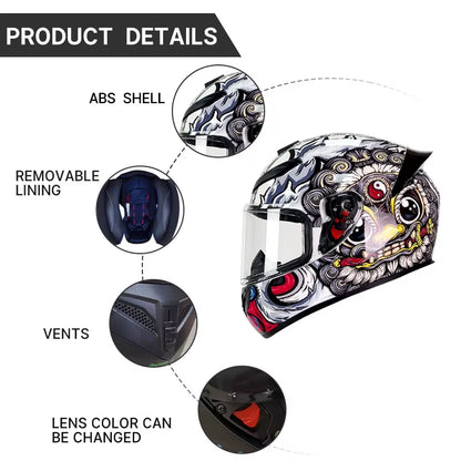 BIKE Adult Full Face Motorcycle/Racing Helmets-DOT Approved