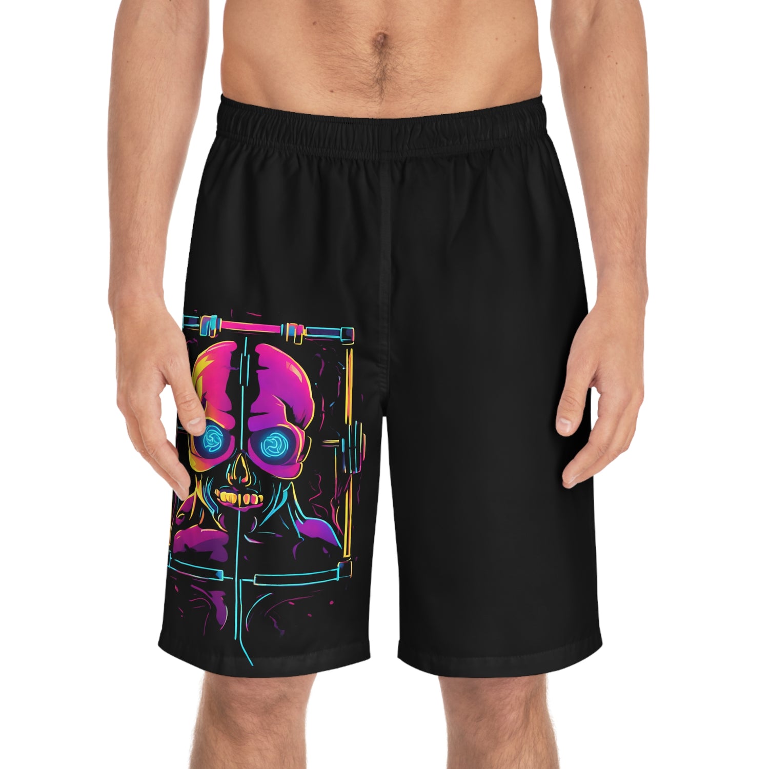 Dopamine Fiend - Men's Relaxed Fit Board Shorts Seam thread color automatically matched to design Printify by The Night Shift Automotive Apparel