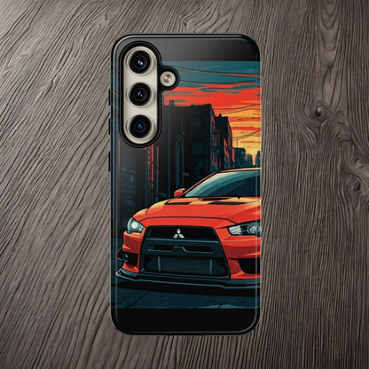 Mitsubishi Evo X Street Life-Dual Layer Ultra Tough Phone Case Samsung Galaxy S24 Glossy Printify by The Night Shift Automotive Apparel