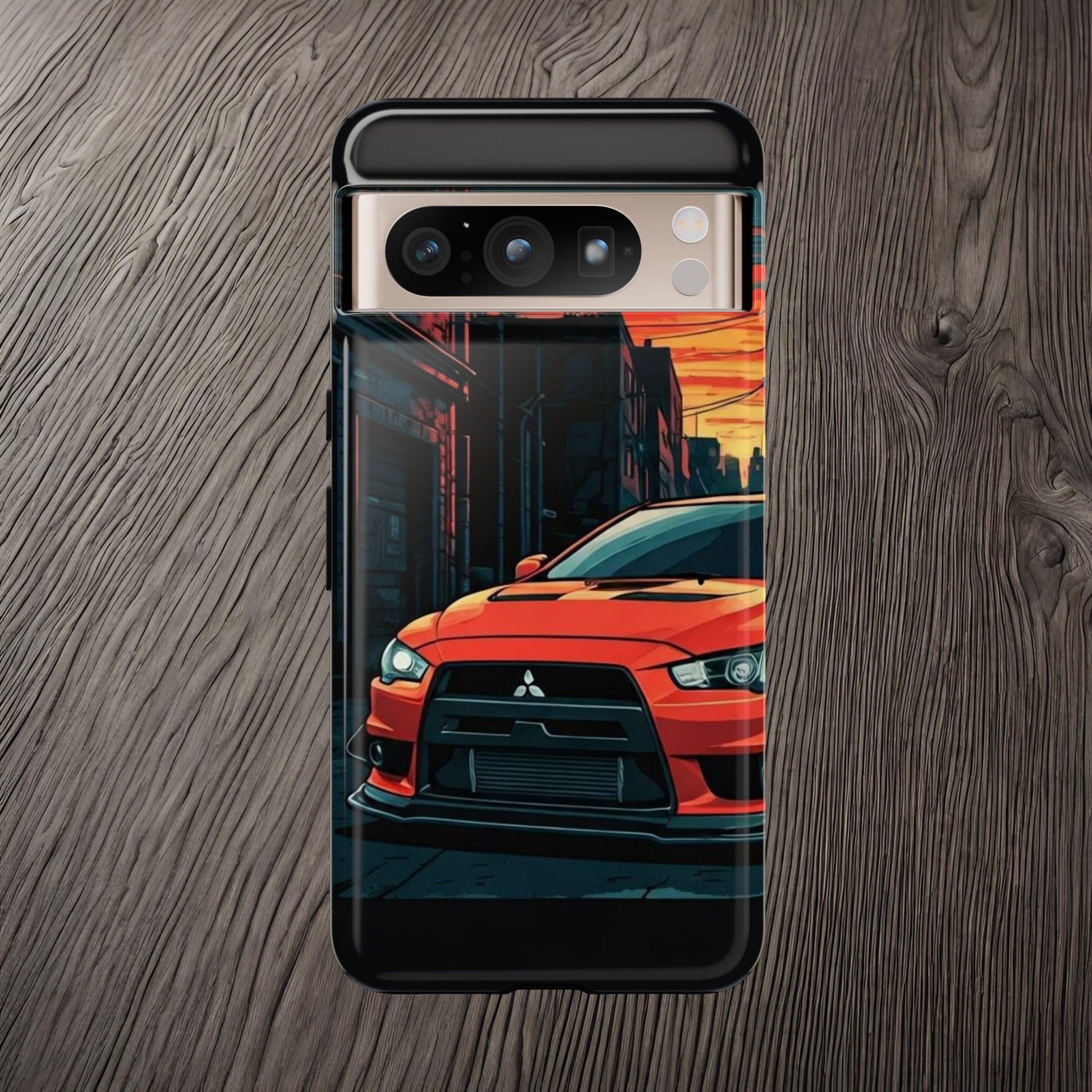 Mitsubishi Evo X Street Life-Dual Layer Ultra Tough Phone Case Google Pixel 8 Pro Glossy Printify by The Night Shift Automotive Apparel