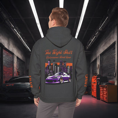 Drift, Shift Nissan 240sx Silvia-Ultra Soft, Premium Hoodie Dark Heather Printify by The Night Shift Automotive Apparel