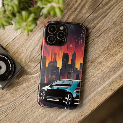 Volkswagon Golf GTI Fireworks-Dual Layer Ultra Tough Phone Case iPhone 16 Pro Max Glossy Printify by The Night Shift Automotive Apparel