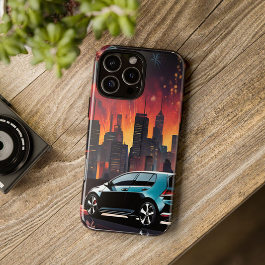 Volkswagon Golf GTI Fireworks-Dual Layer Ultra Tough Phone Case iPhone 16 Pro Max Glossy Printify by The Night Shift Automotive Apparel