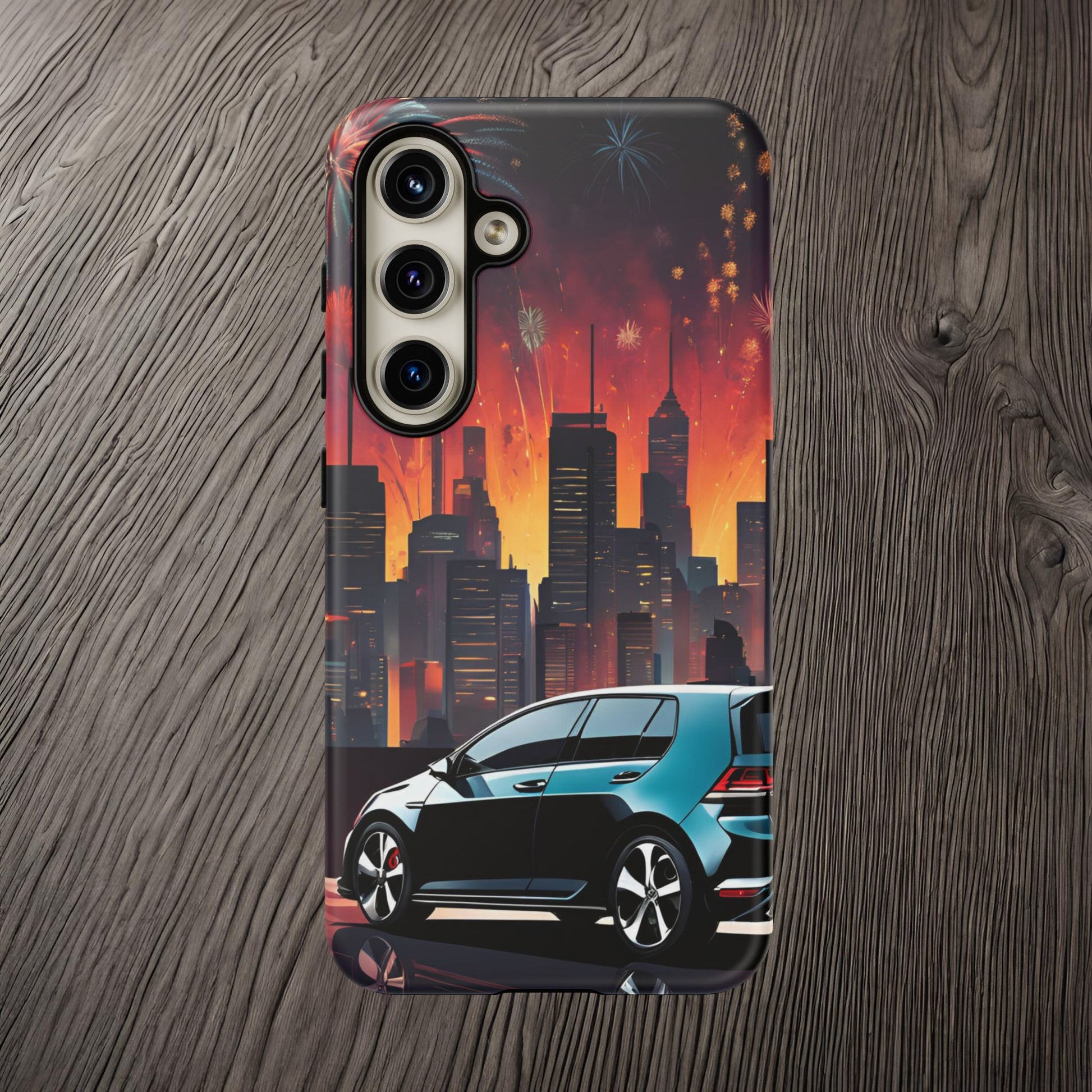 Volkswagon Golf GTI Fireworks-Dual Layer Ultra Tough Phone Case Samsung Galaxy S24 Matte Printify by The Night Shift Automotive Apparel