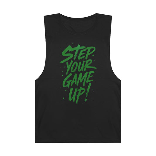 Step Your Game Up - Premium Unisex Barnard Tank Top Black Printify by The Night Shift Automotive Apparel