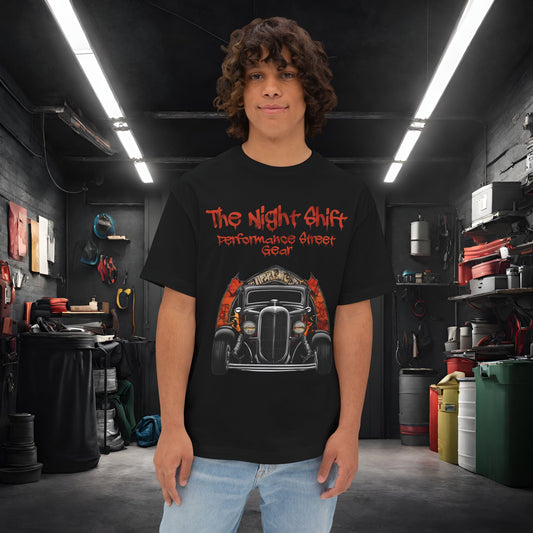 1930's Turtleback Coupe- Premium, Ultra Soft Unisex Oversized Boxy Tee Black Printify by The Night Shift Automotive Apparel