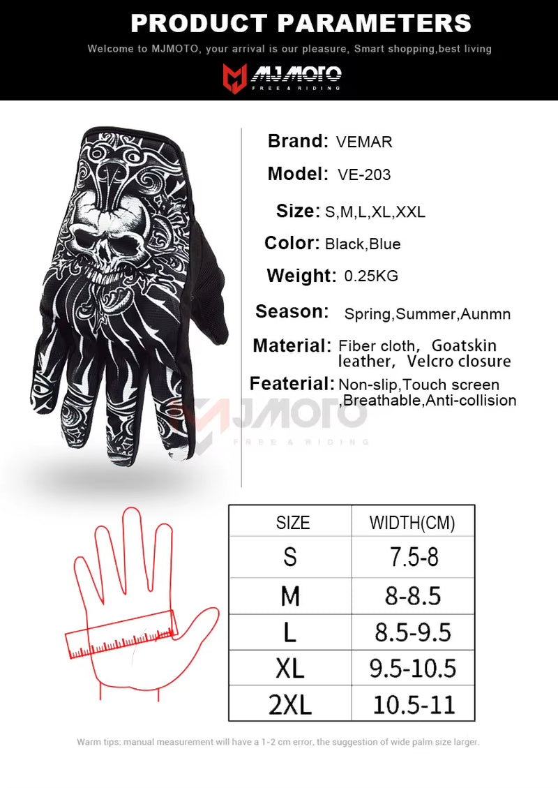 Vemar Motorcycle Riding Gloves Touchscreen Compatible