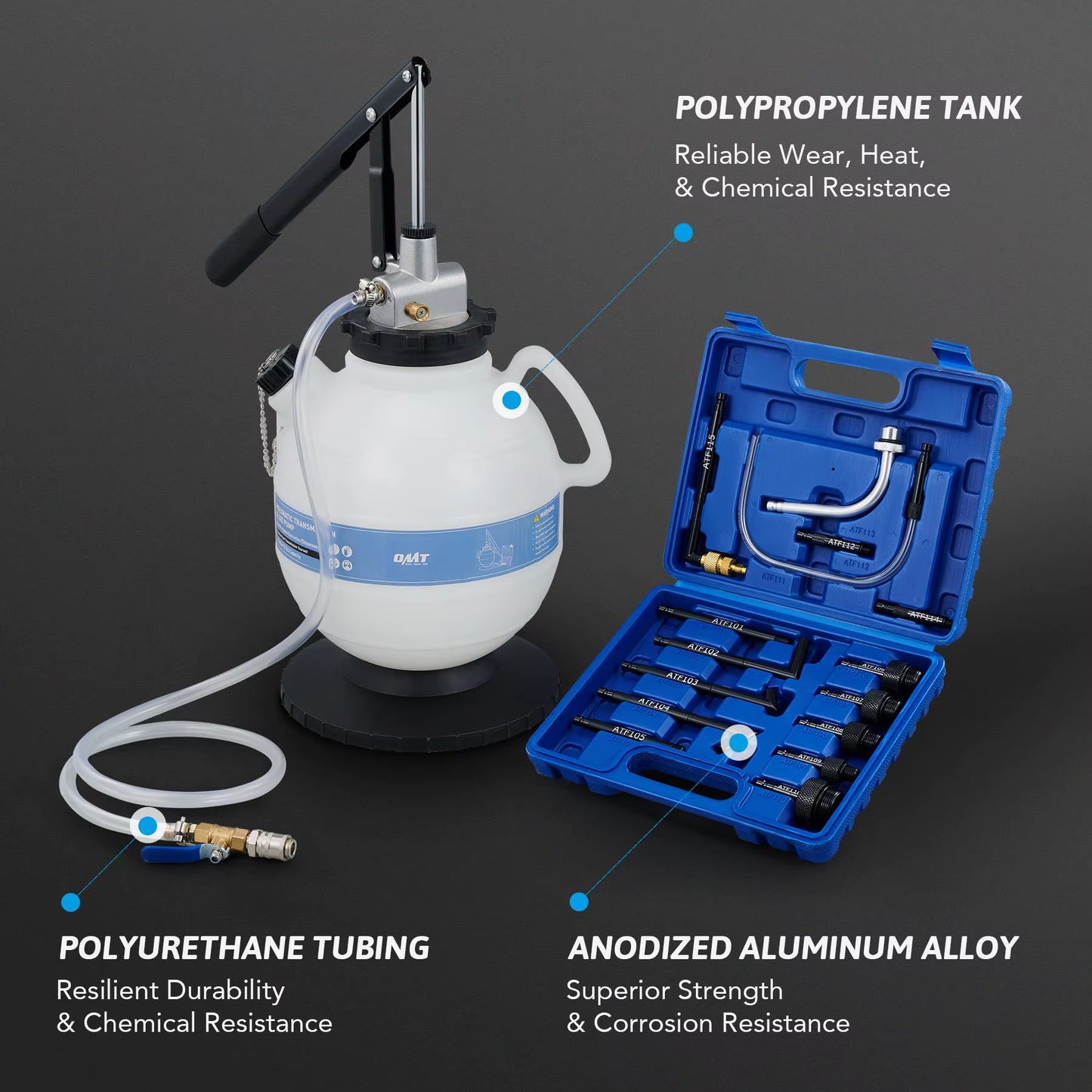 OMT Oil Dispenser Tool Kit 2 Gallon Transmission Fluid Oil Transfer Pump Set US The Night Shift Performance Street Gear by The Night Shift Automotive Apparel