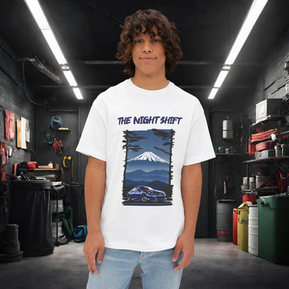 Infiniti G37 Sedan Mt Fuji-Premium, Ultra Soft Unisex Oversized Boxy Tee White Printify by The Night Shift Automotive Apparel