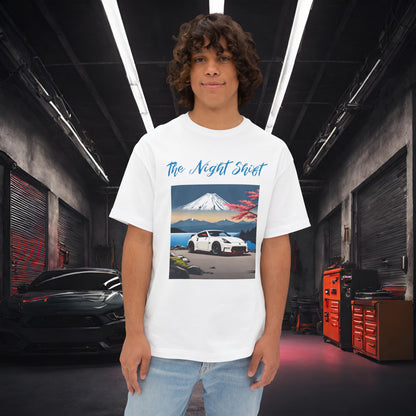 Nissan 370 Mt Fuji-Premium, Ultra Soft, Unisex Oversized Boxy Tee White Printify by The Night Shift Automotive Apparel