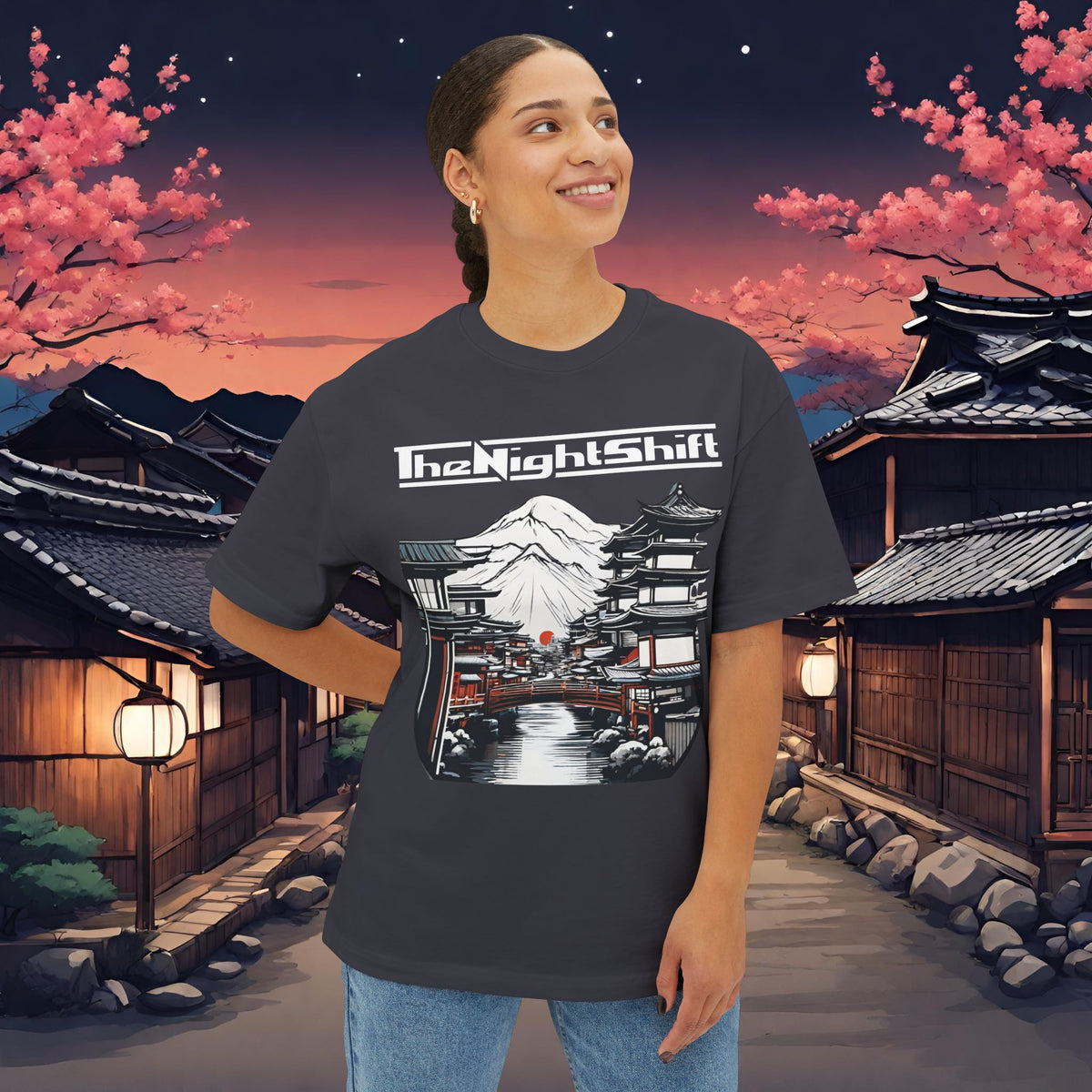 Mt Fuji-Premium, Ultra Soft Unisex Oversized Boxy Tee Printify by The Night Shift Automotive Apparel